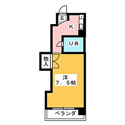 コーポ伊勢山 5階1Kの間取り