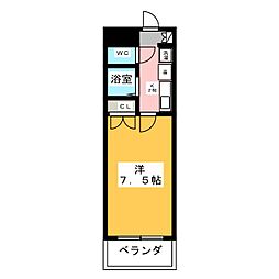 シェリーメゾン 6階1Kの間取り