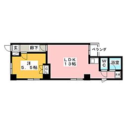 サンシティ瓦町 3階1LDKの間取り