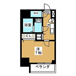 エスプレイス鶴舞ガーデンテラス 11階1Kの間取り