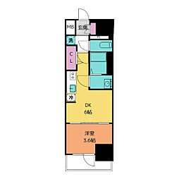プレサンス上前津オレシア 2階1DKの間取り