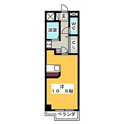 イエローシダー金山 4階ワンルームの間取り