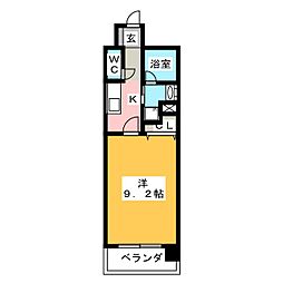 千種アヴァンギャルドプレイス 2階1Kの間取り