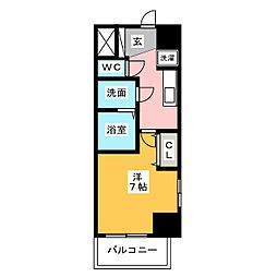 エステムコート名古屋新栄アクシス 4階1Kの間取り