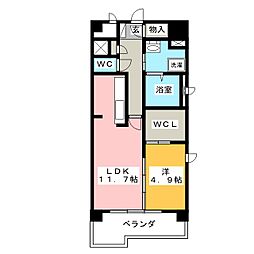 Hills橘の杜 7階1LDKの間取り