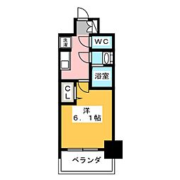 プレサンスSAKAEフロント 10階1Kの間取り