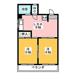 浅井第2ビル 2DKの間取図画像