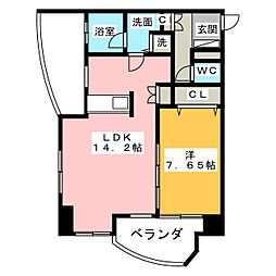 プロシード金山2 9階1LDKの間取り