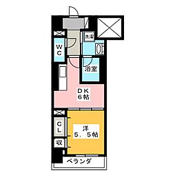 エスカルコート 11階1DKの間取り
