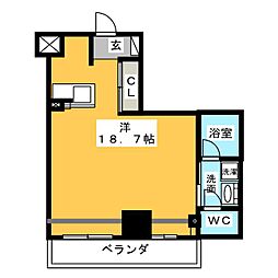 アーデン東別院 7階ワンルームの間取り