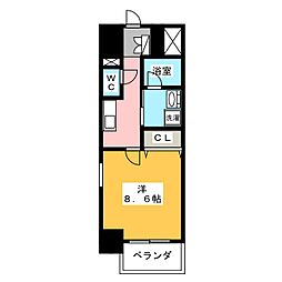 リ　ブラン東別院 4階1Kの間取り
