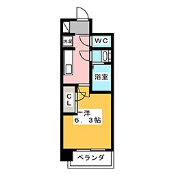 メイクス矢場町 11階1Kの間取り