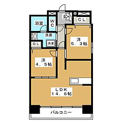 プレサンスロジェ上前津駅前II 15階2LDKの間取り