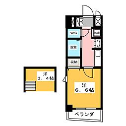 プレサンス大須観音駅前サクシード 1Kの間取図画像
