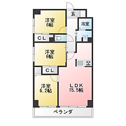 エスティメゾン鶴舞 3LDKの間取図画像