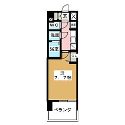 プレサンスジェネ栄 1Kの間取図画像