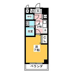 シーズスクエアー 1Kの間取図画像