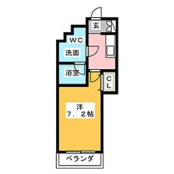 WESTIN上前津 1Kの間取図画像