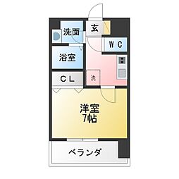 クレシェール大須 1Kの間取図画像