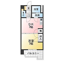 久屋グリーンビル 1DKの間取図画像
