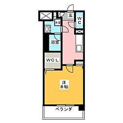プレミアムコート大須 1Kの間取図画像