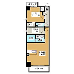 ファインブルーム新栄 1LDKの間取図画像