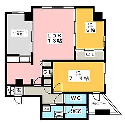 YZmahoroba 2LDKの間取図画像