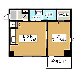 パークフラッツ新栄 1LDKの間取図画像