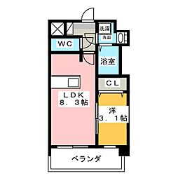 プレサンス栄フロント 1LDKの間取図画像