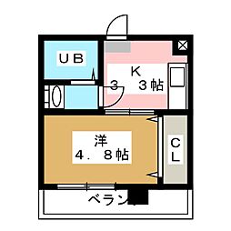 吉川屋ツインビル 1Kの間取図画像