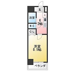 ウェステリア西大須 1Kの間取図画像