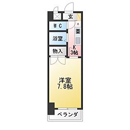シャンポール大須 1Kの間取図画像
