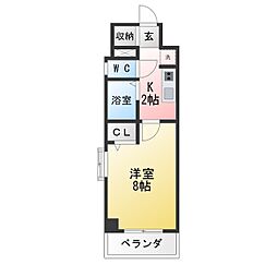 現代ハウス大須 1Kの間取図画像