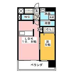 プレサンス栄フレイヤ 1LDKの間取図画像