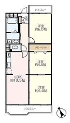 みどり野マンションF棟 3LDKの間取り