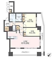 志木パークタワー 2SLDKの間取図画像