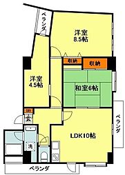 東急田園都市線 田奈駅 徒歩16分の賃貸マンション 5階3LDKの間取り