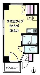 東急田園都市線 長津田駅 徒歩2分の賃貸マンション 2階ワンルームの間取り