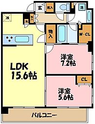 東急田園都市線 梶が谷駅 徒歩1分の賃貸マンション 1階2LDKの間取り