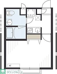 東急田園都市線 宮前平駅 バス10分 白幡八幡前下車 徒歩1分の賃貸マンション 2階1Kの間取り