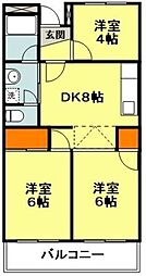 東急こどもの国線 恩田駅 徒歩8分の賃貸マンション 3階3DKの間取り