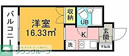 東急田園都市線 二子新地駅 徒歩7分の賃貸マンション 4階1Kの間取り