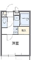 レオパレスライトフィールド 2階1Kの間取り