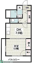 東急田園都市線 田奈駅 徒歩1分の賃貸マンション 5階1DKの間取り