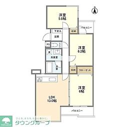コンフォール野川 3LDKの間取図画像