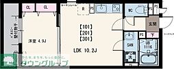 イクシオ上小田中 1LDKの間取図画像