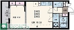 イクシオ上小田中 1LDKの間取図画像