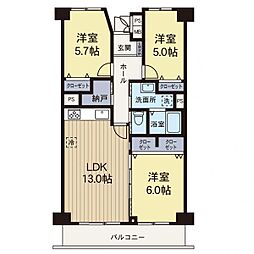 第2大船パークタウンＤ棟 3LDKの間取り