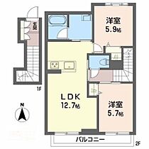 トレスセドロ 202 ｜ 岡山県岡山市中区西川原1丁目（賃貸アパート2LDK・2階・61.05㎡） その2