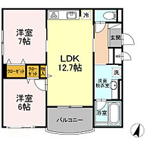 Shallow Garden B B101 ｜ 岡山県岡山市北区北長瀬表町2丁目（賃貸マンション2LDK・1階・60.05㎡） その2